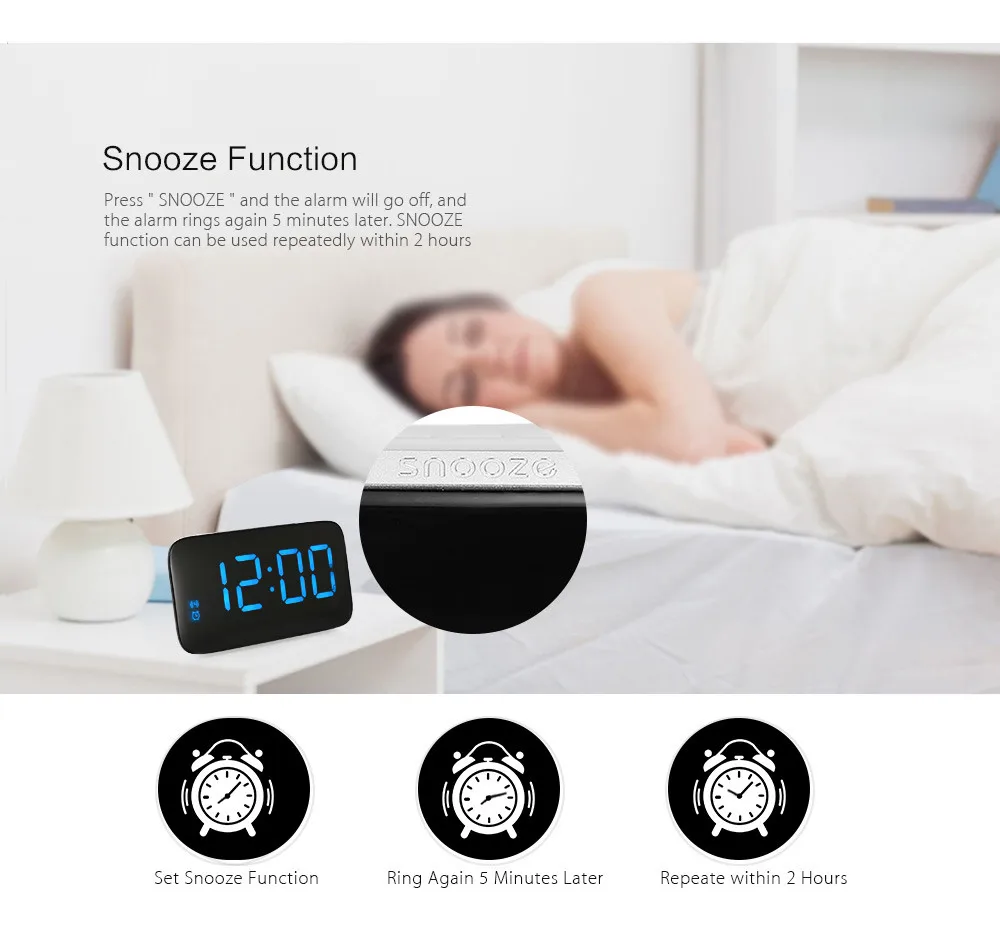 LED Alarm Clock Large LED Display Voice Control Electronic Snooze Backlight Desktop Digital Table Clocks Watch With USB Cable10