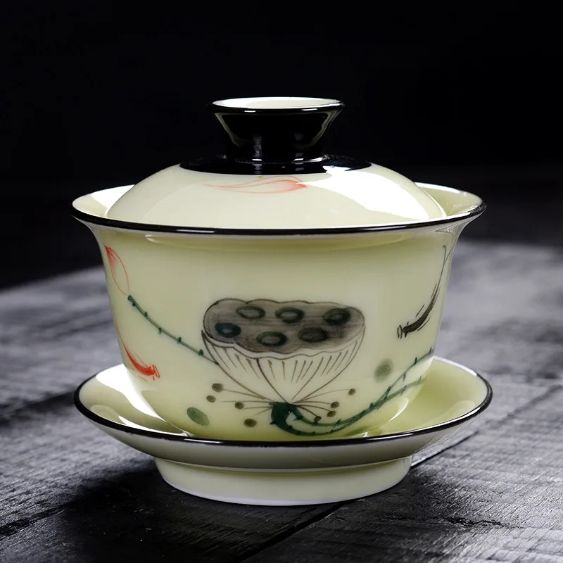 

Beautiful 150ml Ceramic Gaiwan,Porcelain Kungfu Tea Cup Ceremony Tureen teaware teaset for pu'er/puerh/oolong/white/green tea