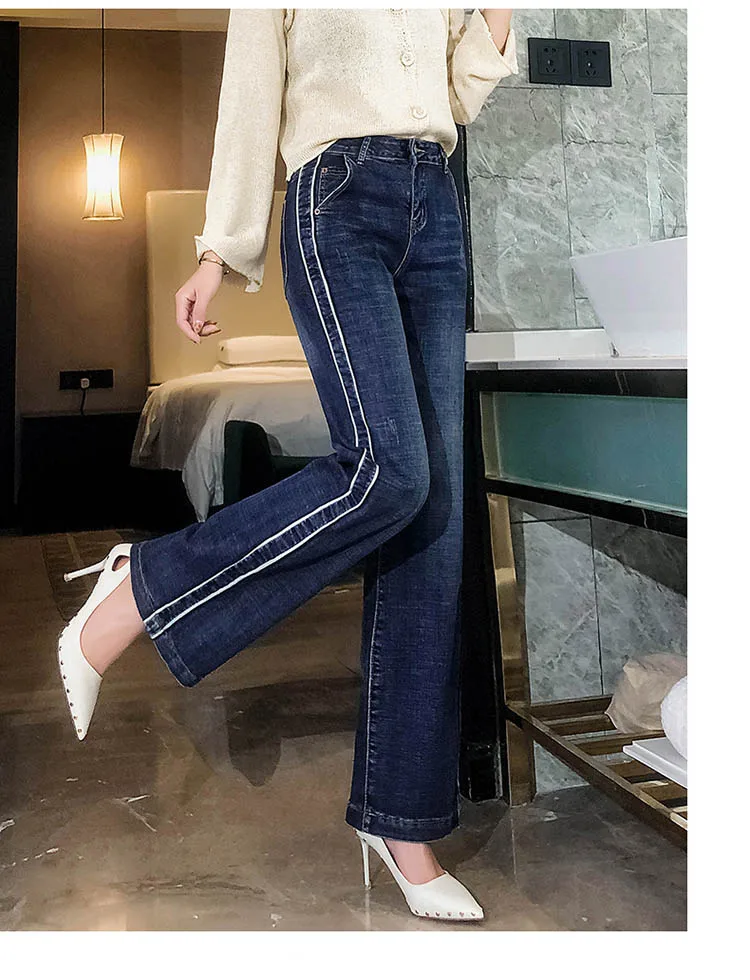 CTRLCITY женские широкие джинсы винтажные джинсы женские повседневные Прямые свободные женские Стрейчевые джинсы вилка боковые полосы брюки
