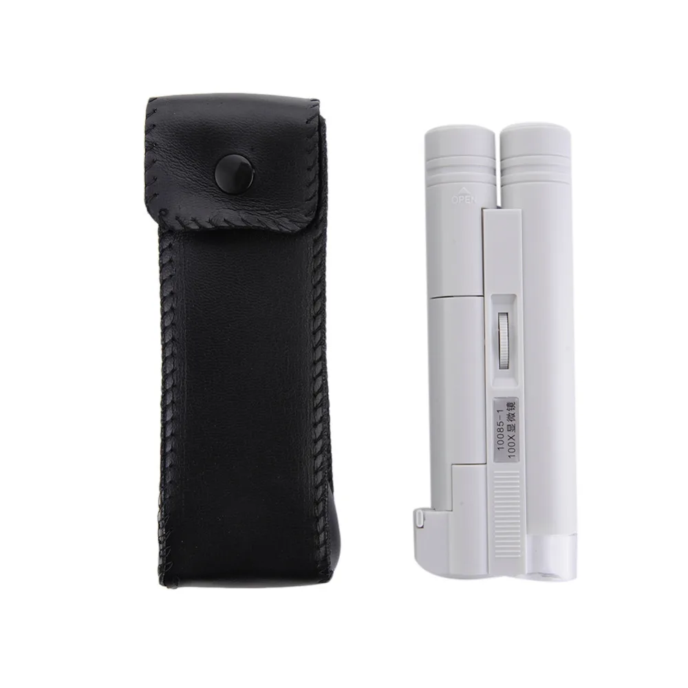 

100X Portable Handheld Multifunction Zoom Lens With LED Lighted Pockets Jeweller Jewelry Gem Microscope Magnifier Loupe