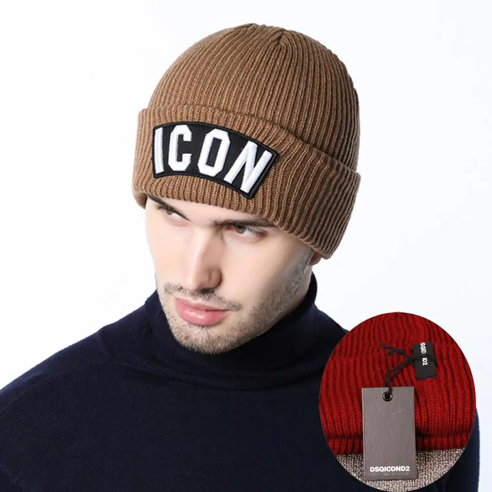 DSQICOND2 мужские шапки, зимние мужские женские Лыжные шапки Skullies, шапка ICON gorras para hombre, вязанная зимняя шапка, мужская шапка, шапки для папы gorro - Цвет: khaki