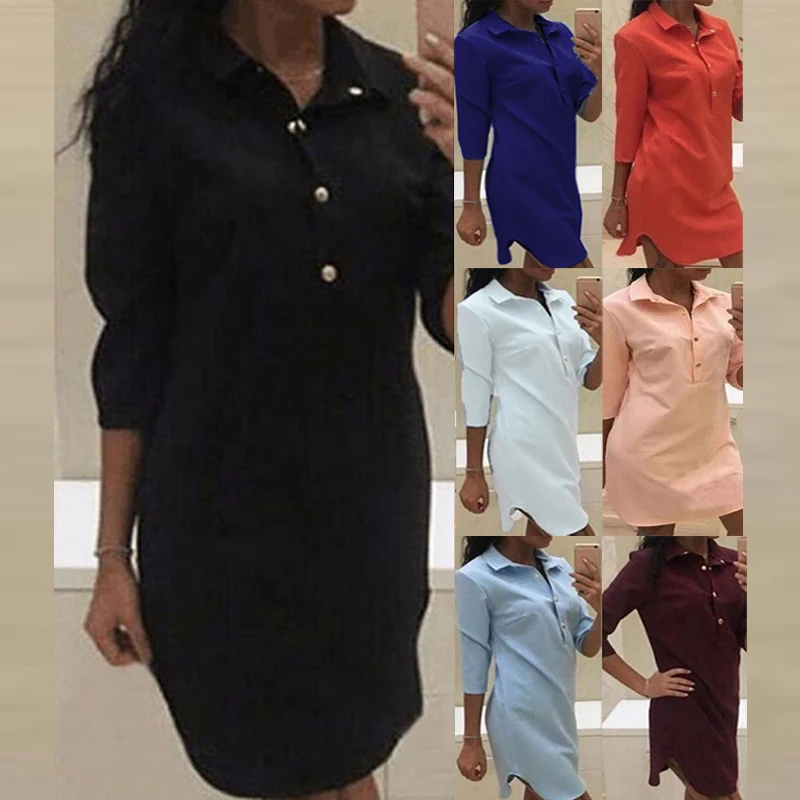 7 Colors Celmia Women Shirt Dress 2018 Spring Summer Sexy Tunic Dress Long Sleeve Mini Short Dresses Vestidos Mujer de Festa 3XL