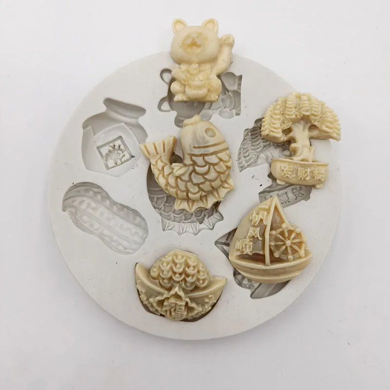 

minsunbak Goldfish Bear Silicone Mold Sail Gold Ingot Peanut Shape Chocolate Baking Tool Gumpeast Sugar Craft Tools