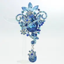 Стразы, кристаллы, Ретро стиль, синий цветок, шарм, брошь, подвеска, аксессуары, 3," 6301