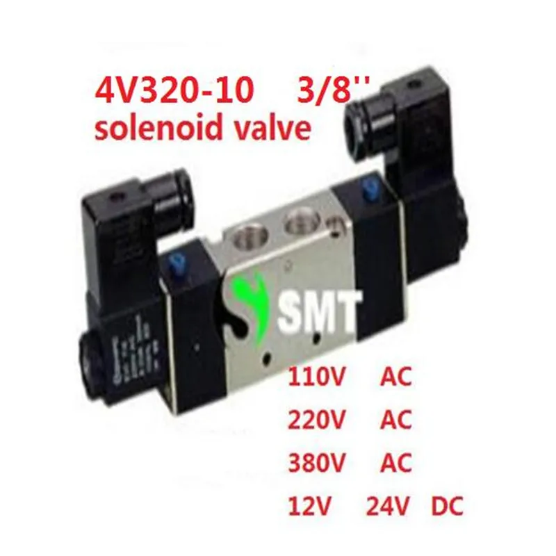 

Free shipping air solenoid valve 4V320-10 Double coil 3/8" BSP 12V DC 5/2 way control valve Plug type with red Indicator light