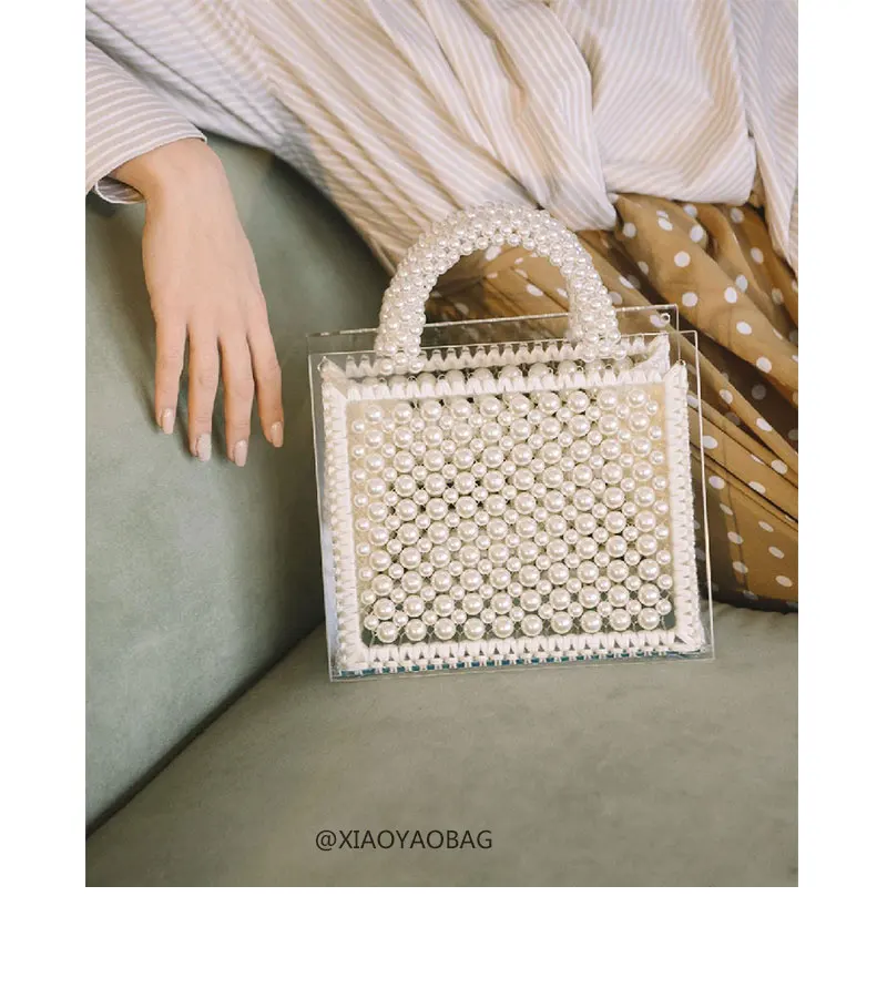 Дизайнерская сумка с жемчугом, украшенная бисером, винтажная акриловая коробка, женская сумка для вечеринки, маленькая сумка через плечо с клапаном, летняя Роскошная брендовая сумка