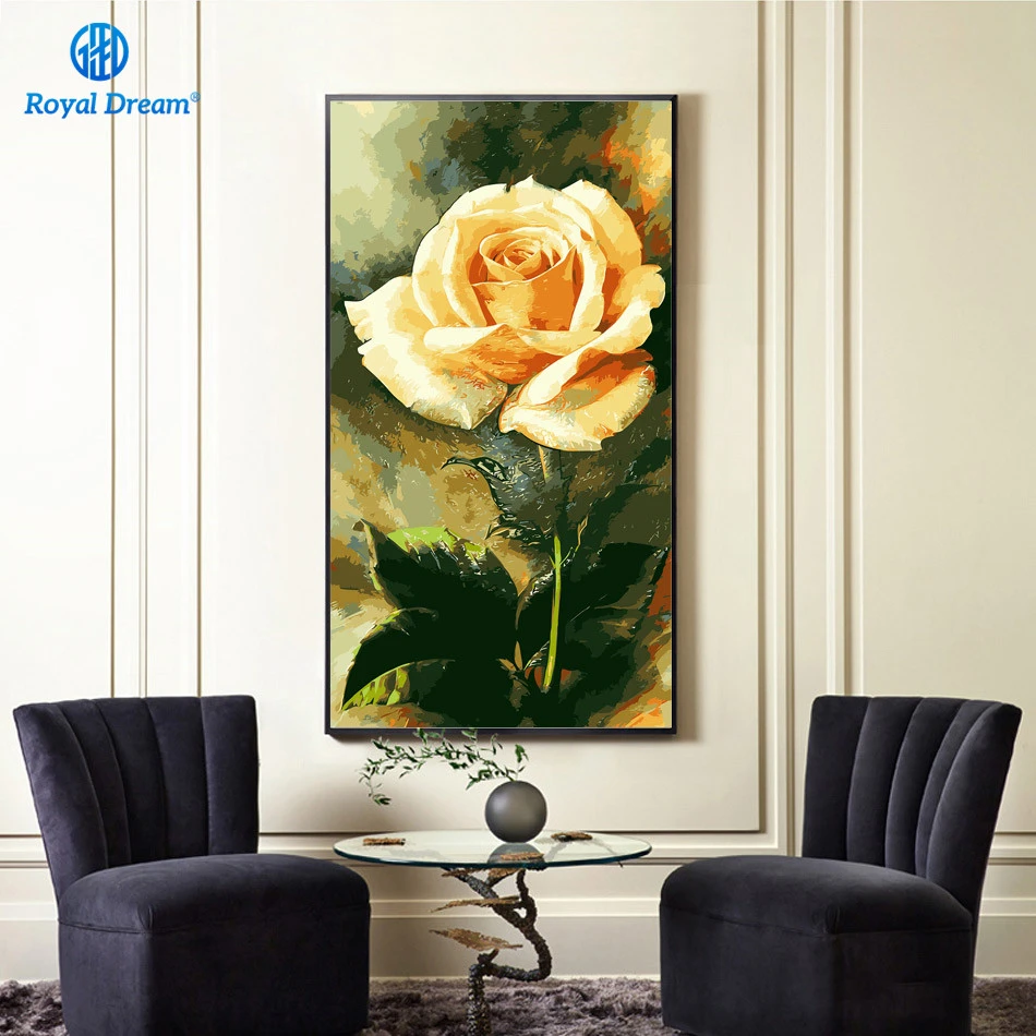 Large Size 40x80cm Rose Oil Painting By Numbers On Canvas Hand Painted Wall Decorations Living Room Paint By Number Kits Oil Painting Roses Oil Paintingpaint By Number Kits Aliexpress