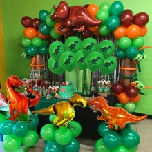 Partido da selva Balão de Hélio Balões Festa de Aniversário Crianças Decoração Do Aniversário Do Dinossauro Dino Verde Número Ballon Fontes Do Aniversário