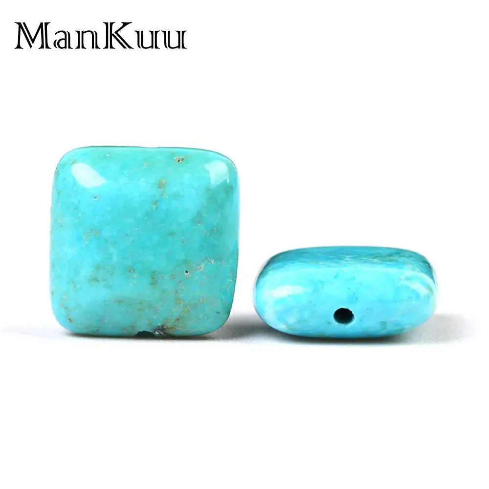 

Mankuu 12mm Flat Square Turquoises Beads Blue Natural Turquoises Stone Beads For Jewelry Making Wholesale Loose Beads 20pcs/Lot
