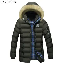 Теплая толстовка Куртки Для мужчин 2017 зимняя утепленная куртка с капюшоном пальто Съемная Мех животных Куртка с воротником Для мужчин