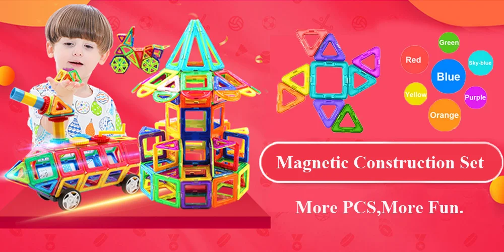 Большой размер 3D Магнитный конструктор Магнитный Строительный набор пластиковые магнитные блоки, игрушки развивающие игрушки для детей подарок