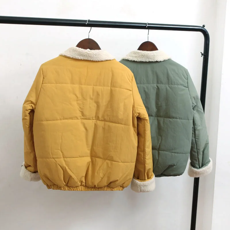 down puffer coat High Quality Wool Women Parkas Turn-down Collar Winter Short Coats Cotton Brown Vintage Jackets Fashion Coats Lu11 35 black puffer