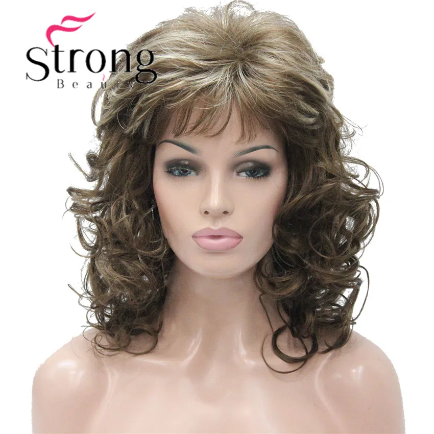 

StrongBeauty 18" Long Wavy Light Brown Highlighted Full Synthetic Wig COLOUR CHOICES