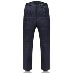 High Waist Winter Down Pants Men Double Face 80% White Duck Down Padded Trousers Thick Warm Keep Pants Fathers Trousers PT-154