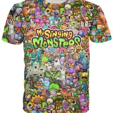 Футболка с рисунком из мультфильма «Мои Поющие Монстры», коллаж, женские и мужские летние топы с 3D принтом Галактики, Харадзюку, уличная одежда