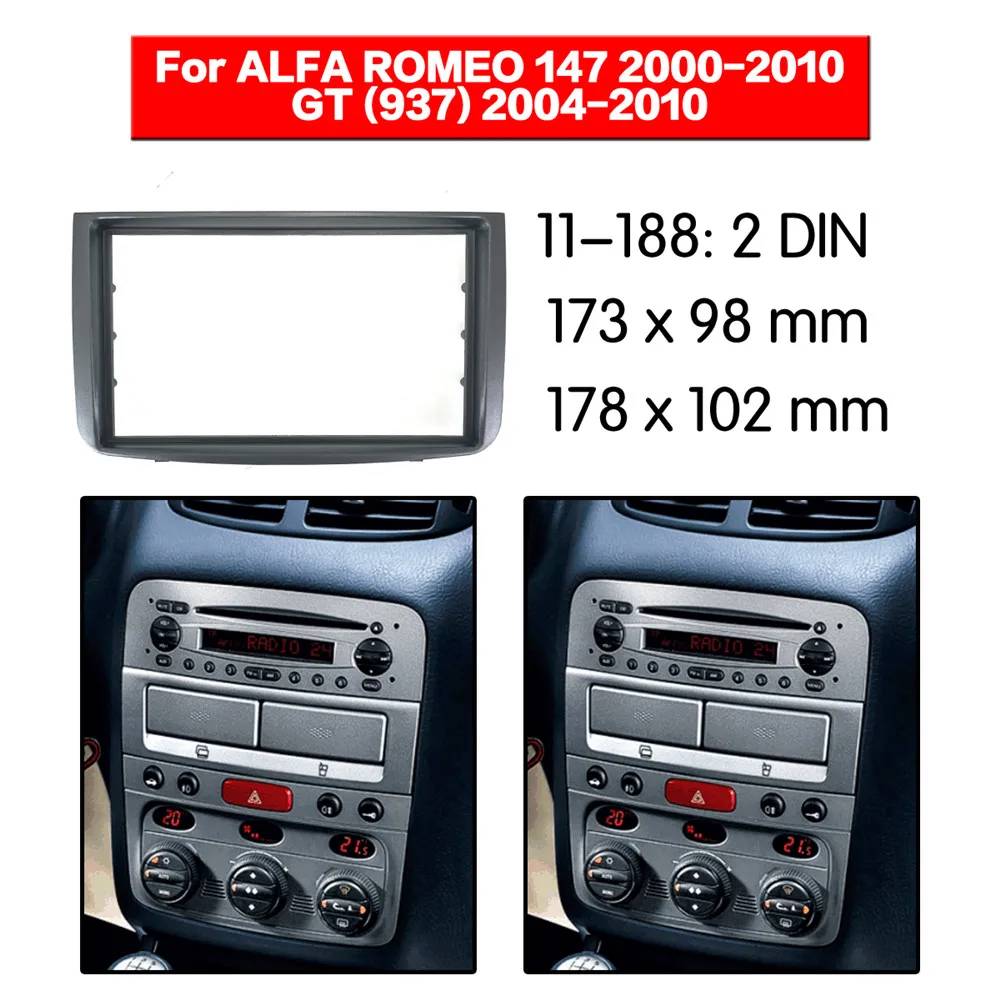 

Car Radio Fascia Frame Kit For ALFA ROMEO 147 2000-2010, GT(937) 2004-2010 Audio Bezel Facia Panel Trim Dash 2 Din Mount Kit