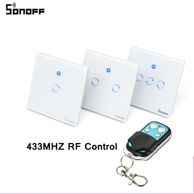 

Sonoff T1 Uk 1 /2 /3 Gang Smart Wifi Switch Wall Light Switch Rf /App /Touch Control 86 Type Home Automation Control