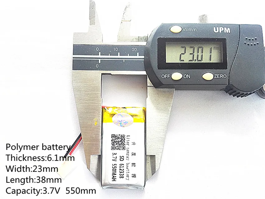 

(1pieces/lot) 3.7V lithium polymer battery 612338 062238 MP3 DIY Speaker millet 550MAH