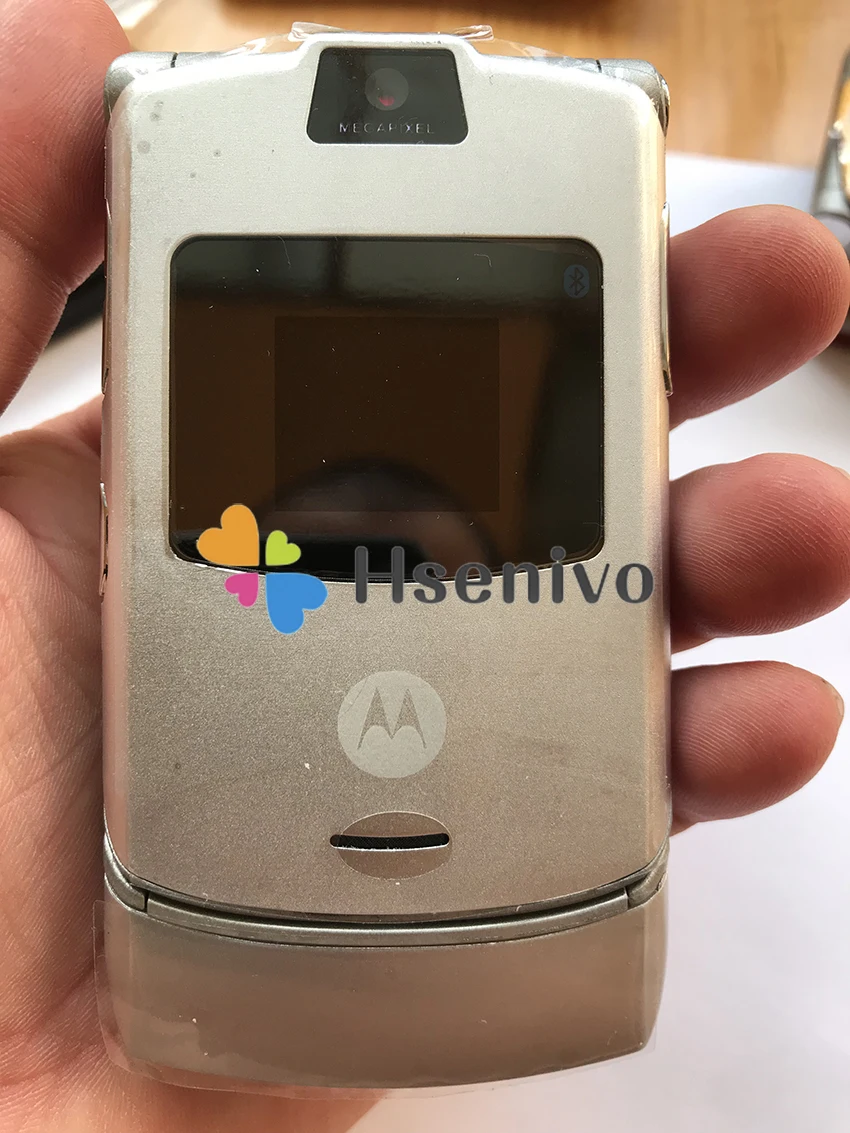 SG Post Free shipping Cheapest Unlocked quad band Razr V3 mobile phone with russia keyboard