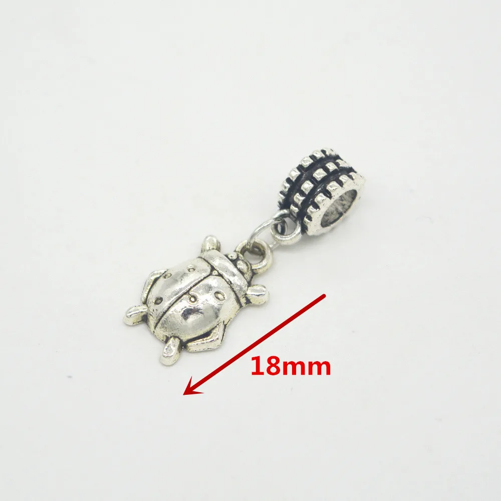 wholesale 20pcs insect charm Tibetan silver Bead Charm bighole pendant