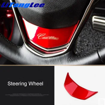 

Litanglee Centre Panel Steering Wheel Decoration Sticker ABS Red Interior Refit For Cadillac ATSL Car Styling