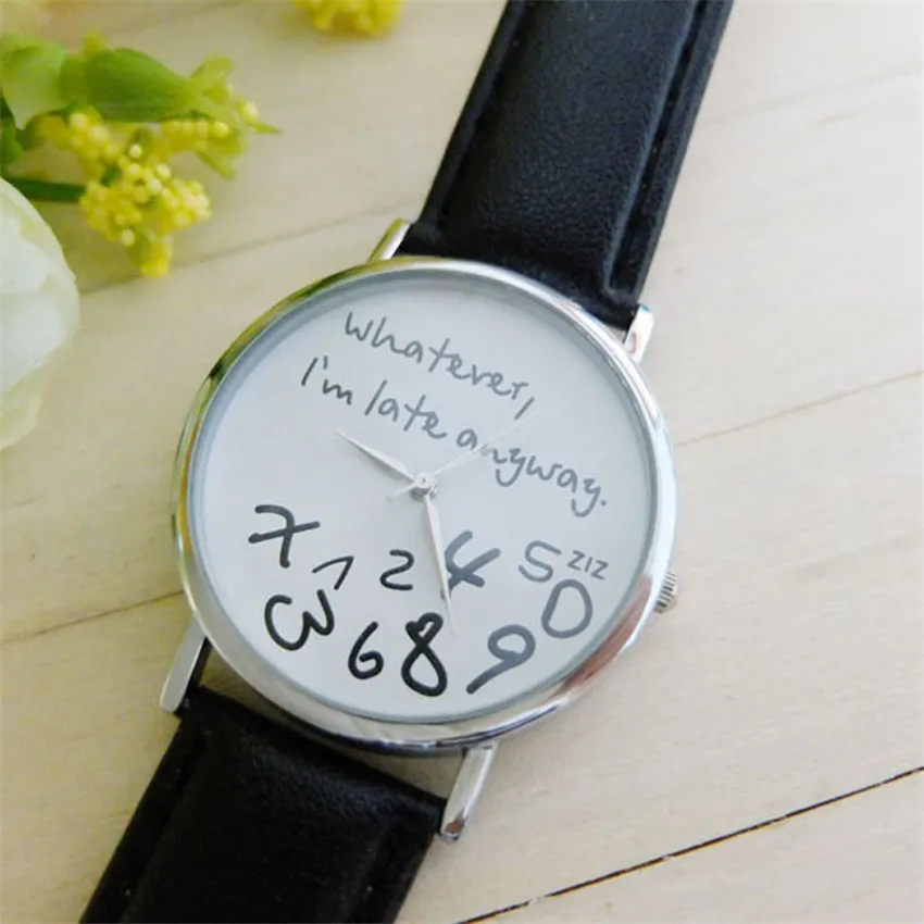 Watch Women Watches Bracelet Casual Female Clock Ladies Leather Wathever I am Late Anyway Letter Print Relogio A3