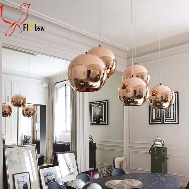 Dia 15 20cm Glass Mirror Ball Pendant Light,Copper Silver gold