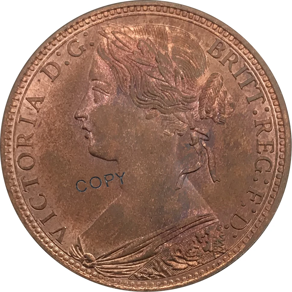 1862 Великобритания 1 пенни Виктория 2-й портрет красная медь коллекционные вещи
