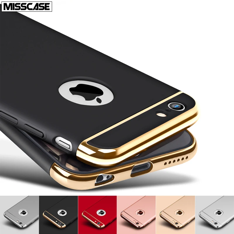 Misscase 3 в 1 роскошный жёсткий чехол для телефона iPhone 7 6 6S Plus 5 5S SE случаях матовая
