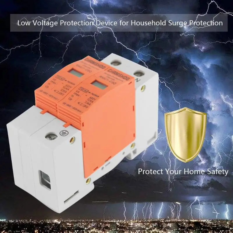 

1P+N House Surge Protector Low-voltage Arrester Protective Device Circuit Breakers 30KA~60KA AC 420V