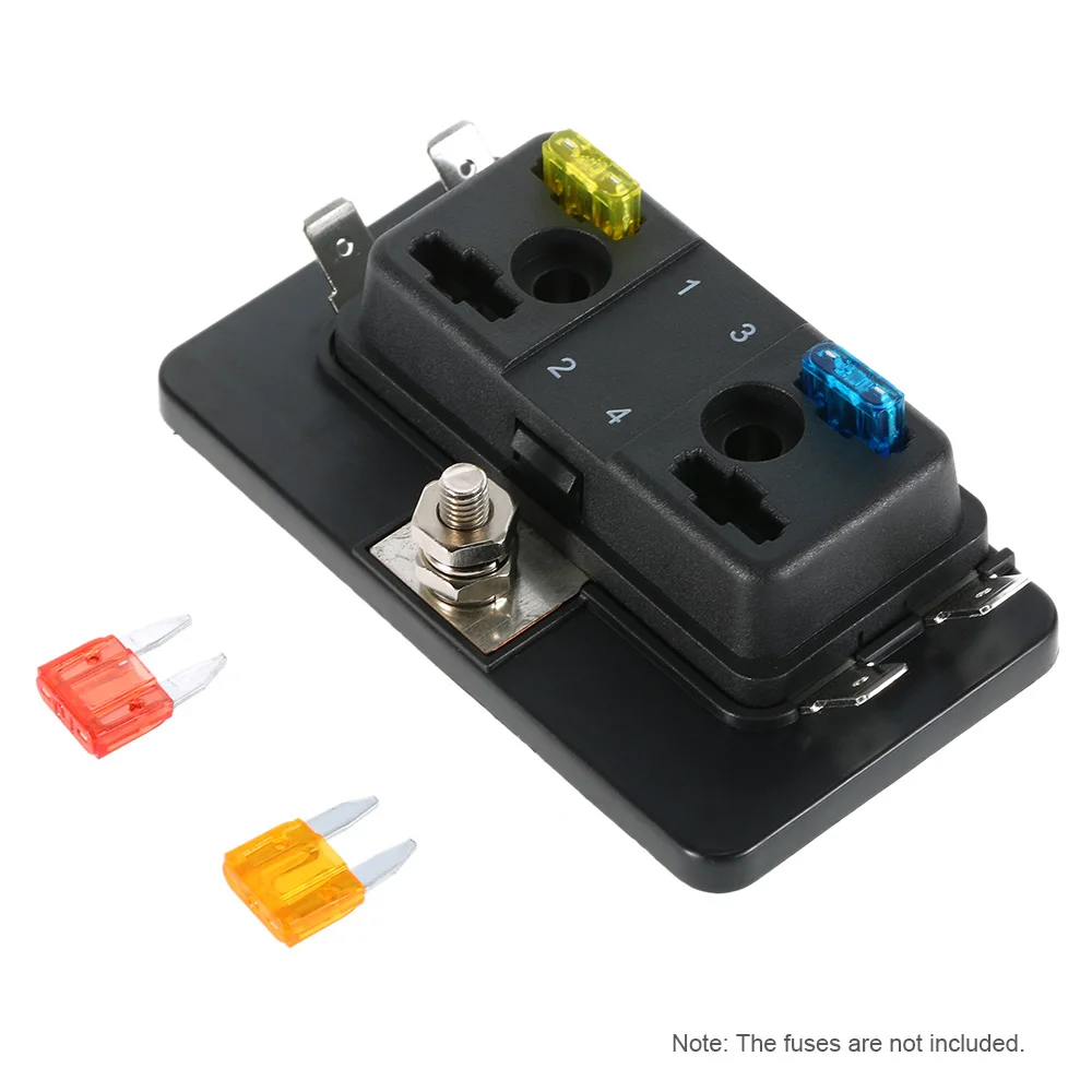 

Auto Fuse Box Holder 4 Way Mini Blade Fuse Box Holder APM ATM 5A 10A 25A for Car Boat Marine Trike 12V 24V