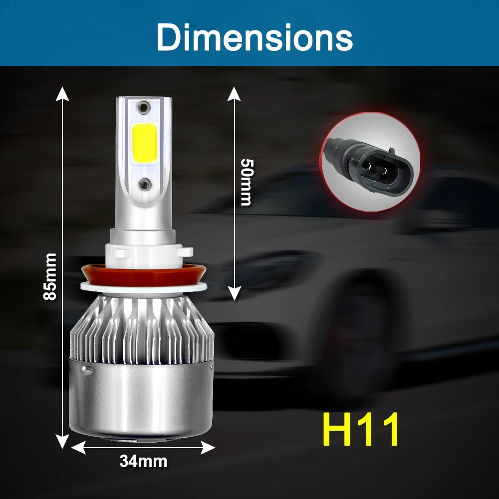 Coolfox автомобильные лампы для передних фар C6 H4 светодиодный H7 H8 H11 H13 H1 H3 H27 880 9007 9006 9005 9004 HB2 HB3 HB4 светодиодный фары комплект авто светодиодные лампы 12 В
