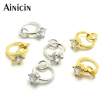

20pcs Gold and Silver Plated Finger Ring Shape 8mm Diameter Small Charms For Fashion jewelry Making Materials