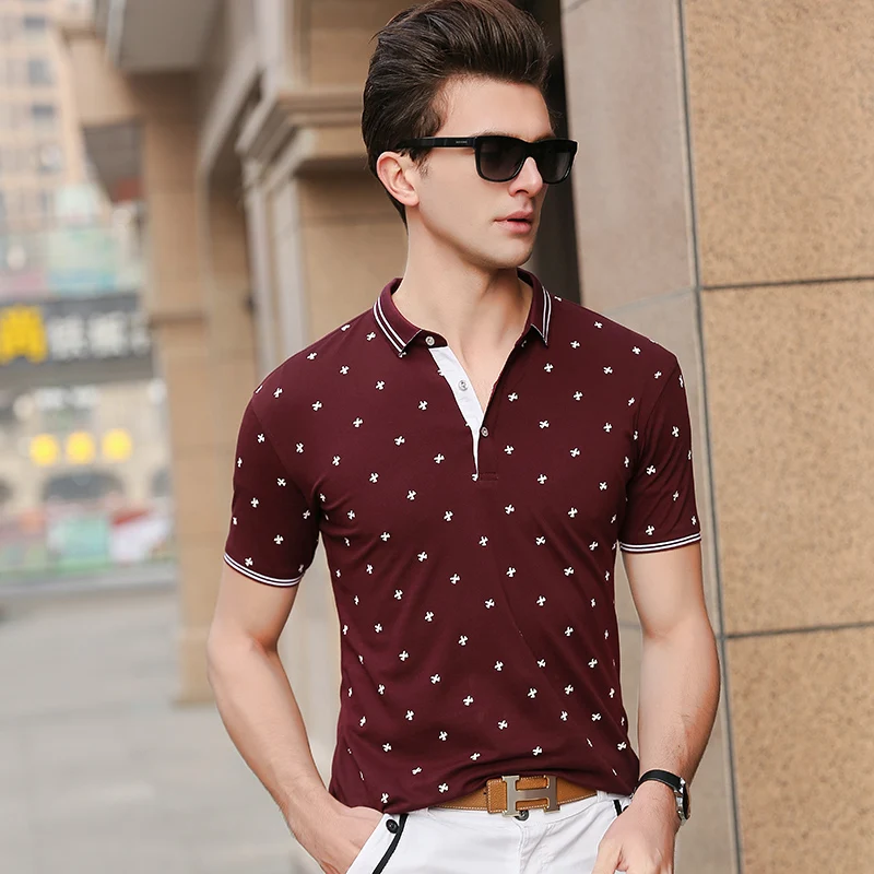 

2019 New Fashions Brand Clothing Summer Polo Shirt Men's Korean Slim Fit Short Sleeve Top Grade Polos Casual Mens Clothing