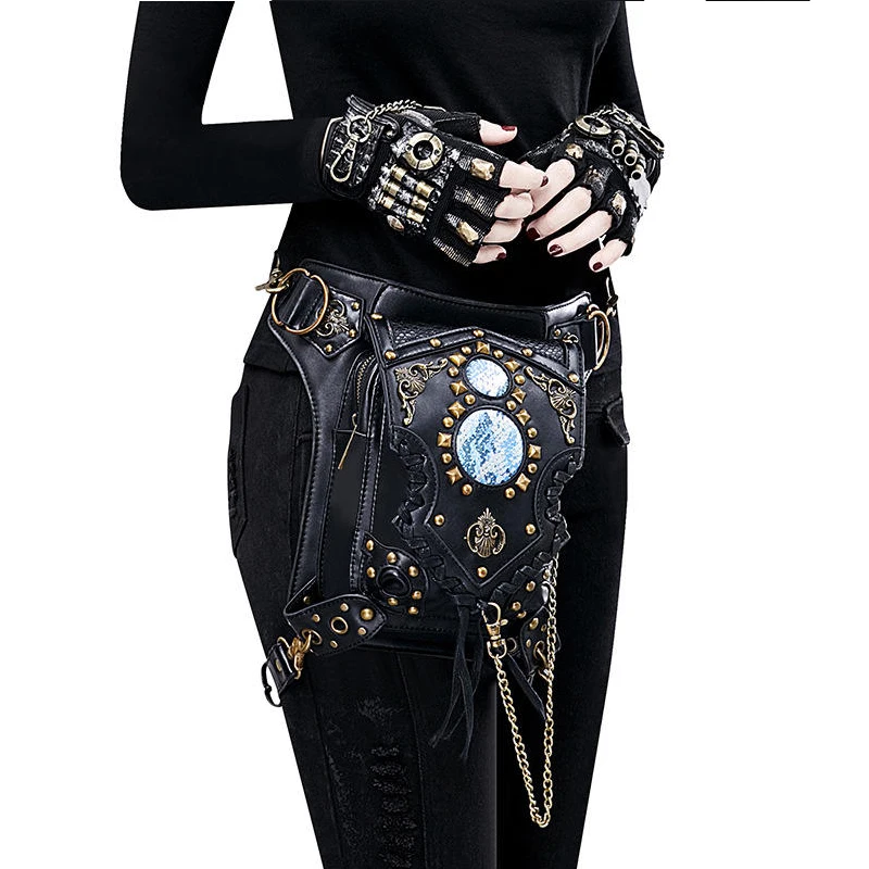 Сумка для ног кожаные женские мужские сумки стимпанк Готическая сумка через плечо винтажная Мода Ретро Рок поясная сумка карман сумки