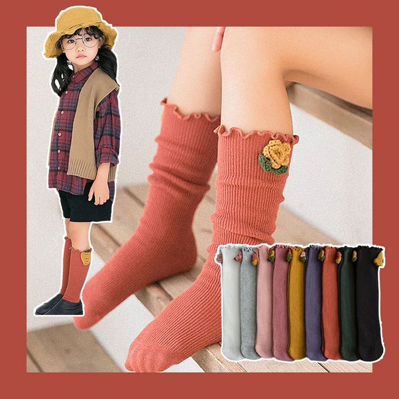 Cartoon Kids Knee Socks Cotton Children Girls Knee High Socks Winter