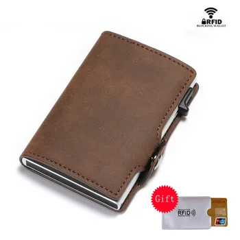 

BISI GORO Card Holder 2019 New RFID Slim Suitcase Business Luxury Card Case Vintage Card Wallet Anti-theft Card Drop-shipping