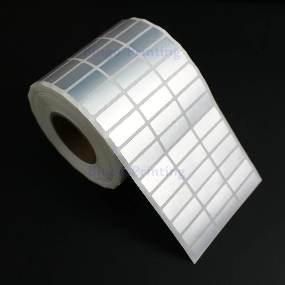 Наклейка этикетка 25*10 мм 10000 шт/рулон Термотрансферная Серебряная бирка для животных Водонепроницаемая термостойкая Oilproof штрих-код этикетка