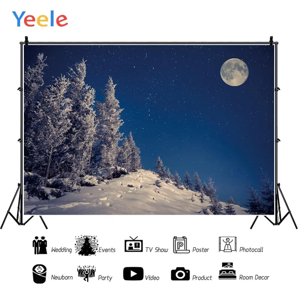 Фоны для фотосъемки Yeele с изображением зимнего пейзажа ночного лунного крепления
