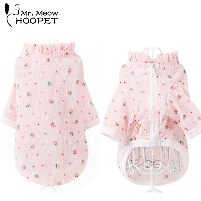 

Hoopet Pet Cat Clothes Pink Strawberry Sunscreen Clothes Summer Pet Costume Kitten Coats Jackets Clothes for Cats
