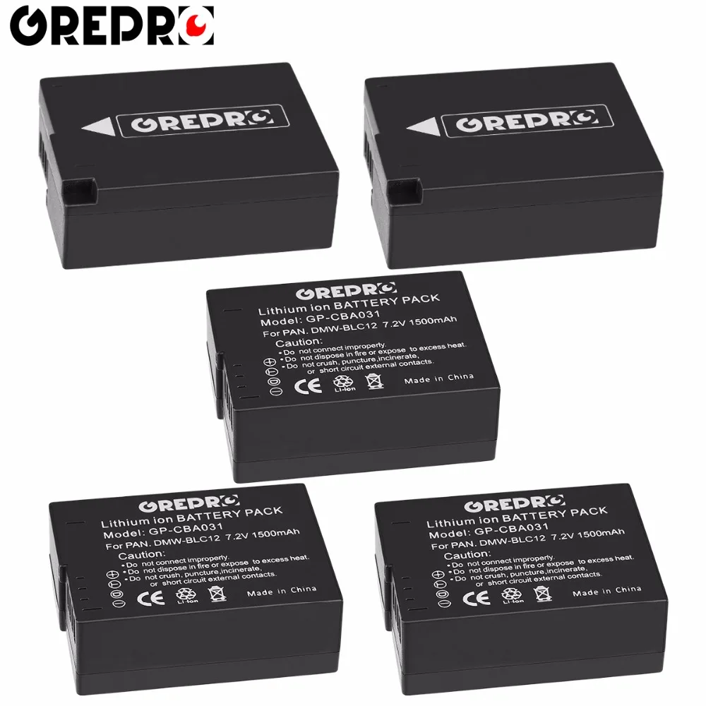 

5pcs 1500mAh DMW-BLC12 DMWBLC12 DMW-BLC12e DMWBLC12e BLC12 Battery for Panasonic FZ1000,FZ200,FZ300,G6,G7,GH2,G5K,DMC-GX8,GH2K