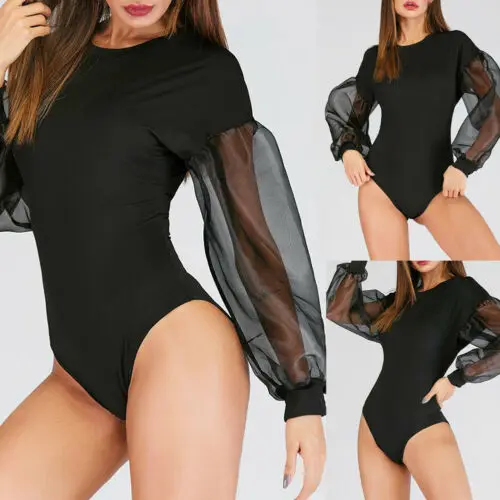 Summer Jumpsuits 2019 New Women Summer Casual Black Long Lace Puff Sleeve O-Neck Skinny Jumpsuits Size S-XL Summer Jumpsuits 2019 New Women Summer Casual Black Long Lace Puff Sleeve O-Neck Skinny Jumpsuits Size S-XL