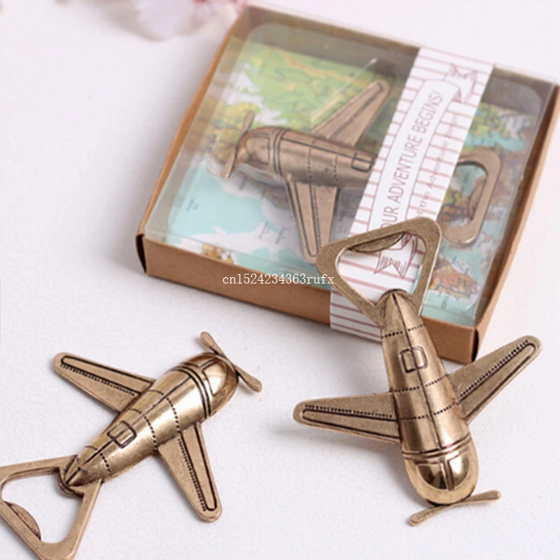 100 PCS Antique Plane Beer Bottle Opener Wedding Gift &quotLet the Adventure Begin&quot Airplane Party Favor Free Shipping | Дом и сад