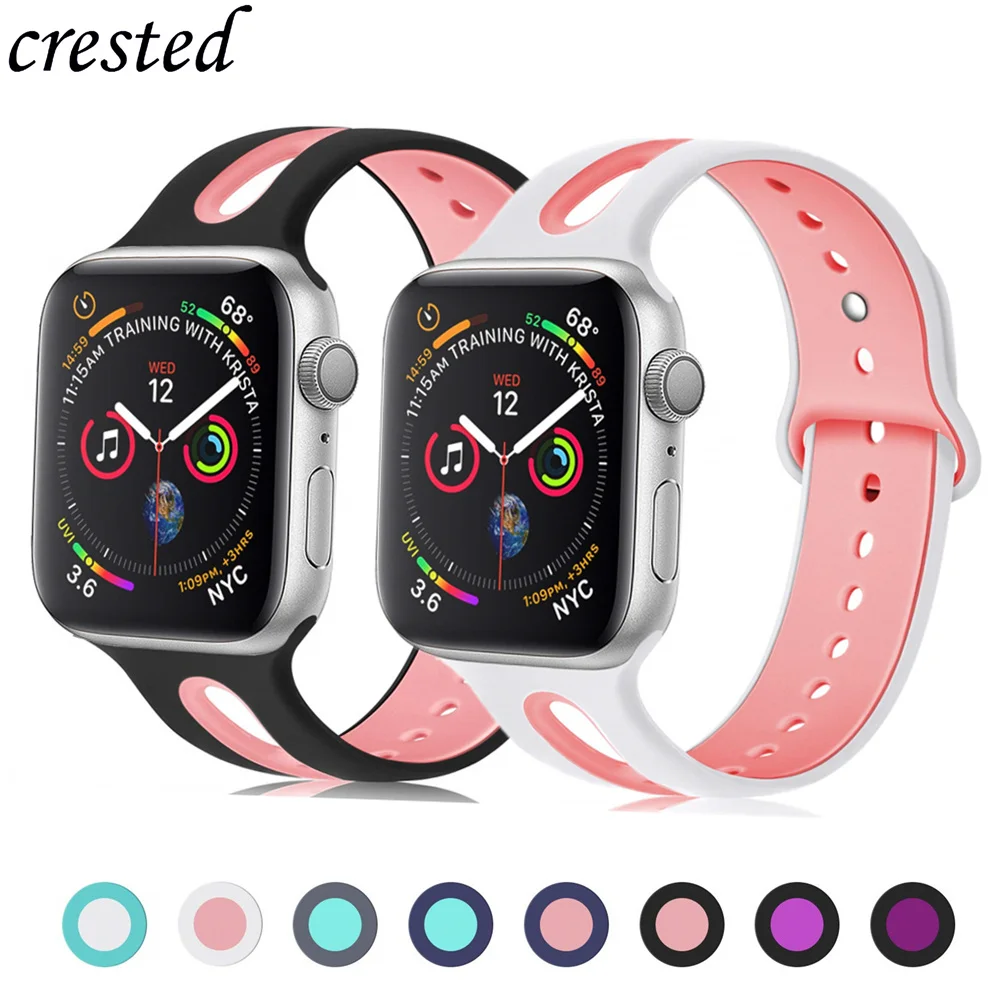 Силиконовый ремешок для Apple watch 4 band 44 мм 40 м iWatch 42 38 спортивный браслет ремень 3 2 1