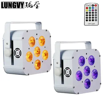 

Free Shipping 2pcs/Lot 6x18w 6in1 LED Par Light Uplight Wireless DMX Flat Par Light Event Lighting