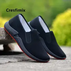 Cresfimix для мужчин прохладный все черные Нескользящие слипоны рабочая обувь мужская Повседневная Высокое качество Тканевая обувь мужская