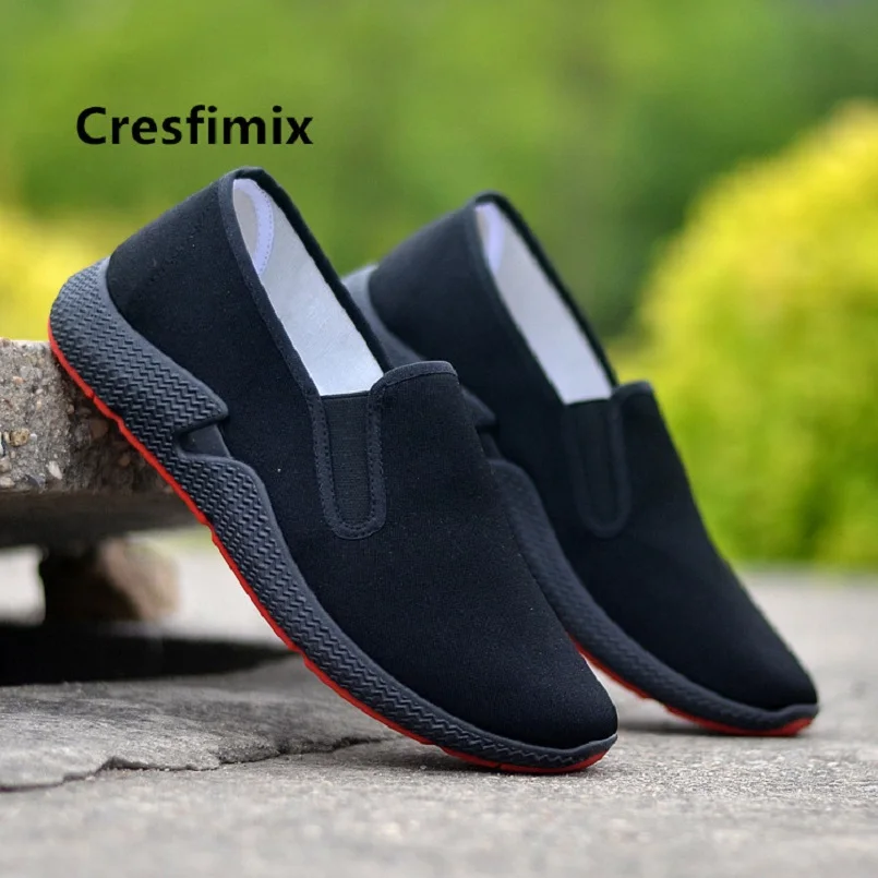 

Cresfimix men cool all black anti skid slip on work shoes male casual highquality cloth shoes man's shoes zapatos hombre a5149