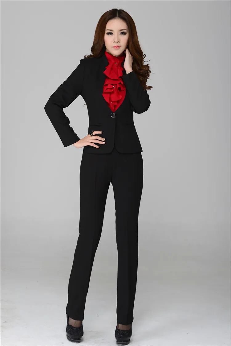 New Autumn Winter Ladies Business Sets Pants Suits Professional Work Wear Form Suits Women Career Outerwear Plus Size XXL