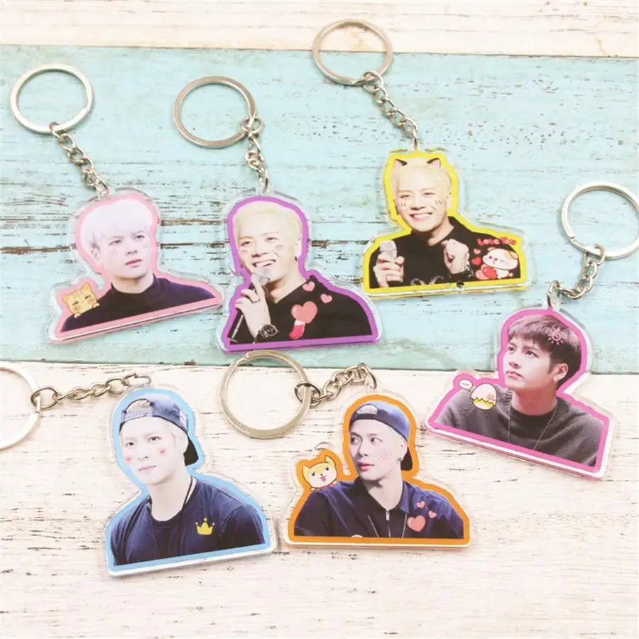 

Kpop GOT7 Jackson Fashion Bag Pendant Keychain Cute Double Sided Photo Key Holder Keyring