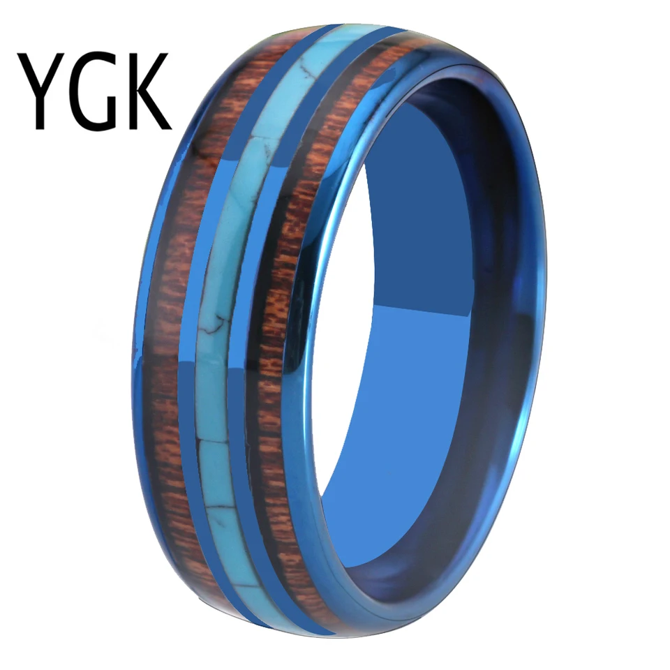 NUNCAD Mens//Womens Turquoise Fragments Tungsten Ring with Copper Shavings for Wedding Engagement Fashion Hobby Size O to Y